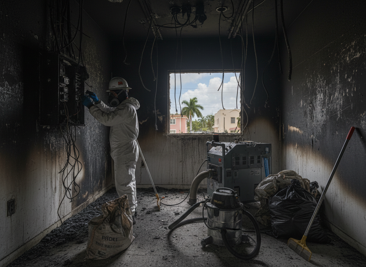 Electrical fire cleanup in Opa Locka