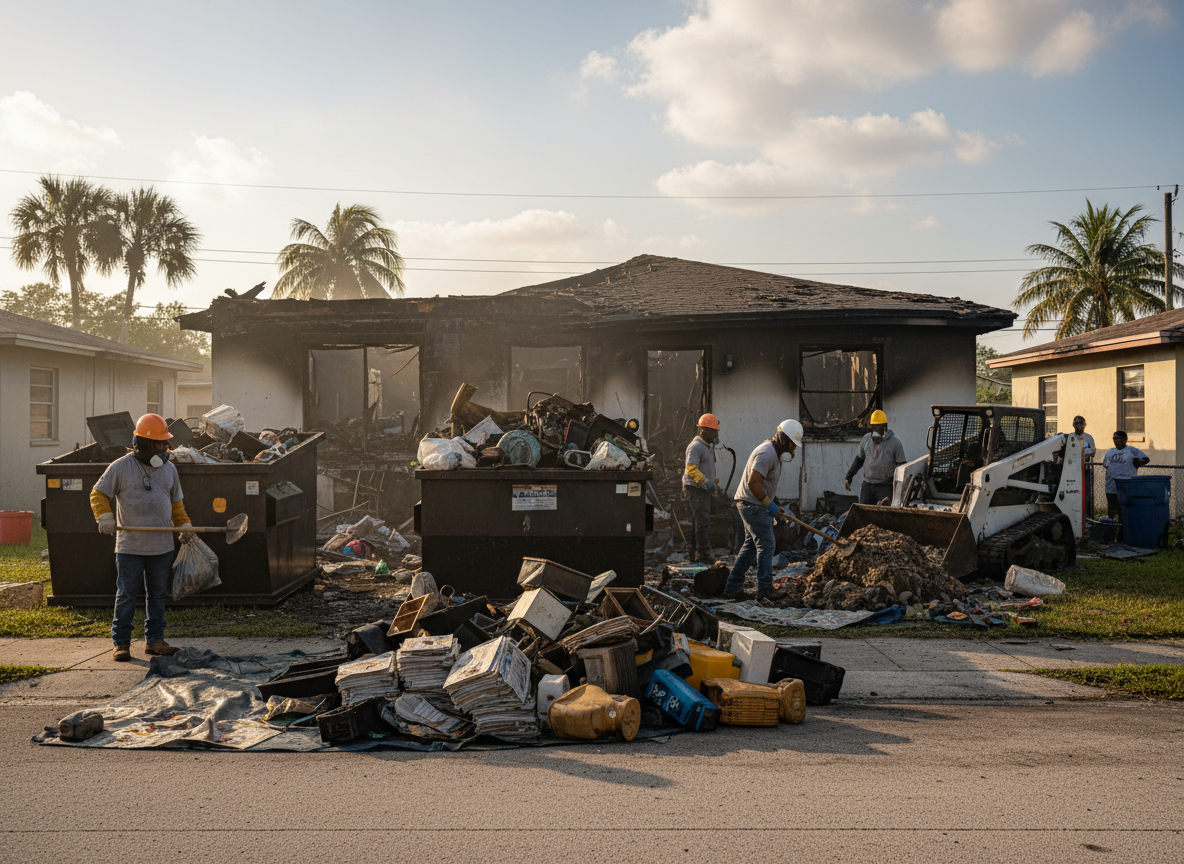 hoarding cleanup after fire in Opa Locka